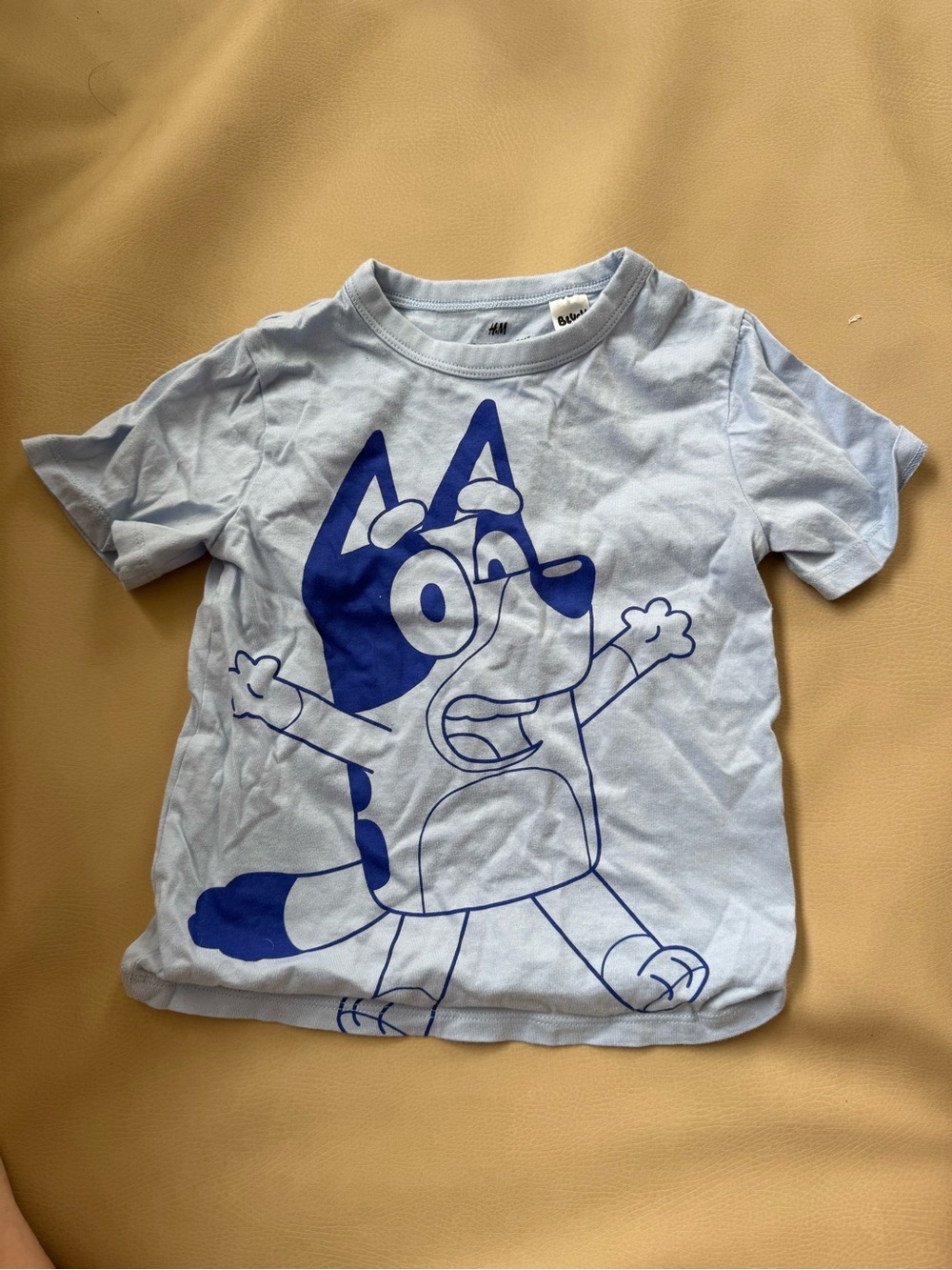 H&M Light Blue Kids' Short Sleeve Tee with Blue Cartoon Print
